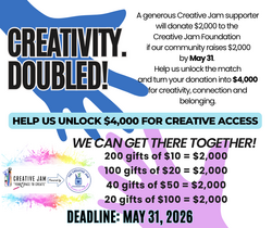 Creativity doubled campaign flyer showing that we can received 2,000 if we can raise 2,000 by May 31.