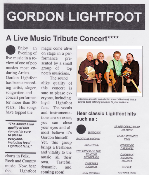 The Gordon Lightfoot Tribute Band - Remembering The Edmund Fitzgerald 50th Anniversary