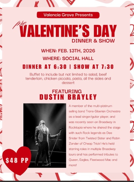 Pre Valentine Dinner & Show Featuring Dustin Brayley