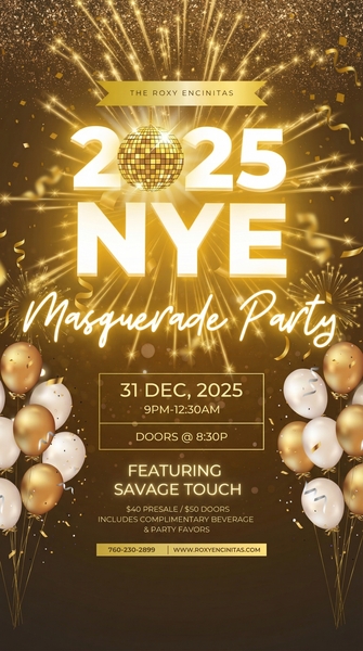 The Roxy Encinitas New Years Masquerade Party