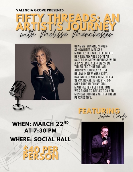 Melissa Manchester "Fifty Threads: An Artist's Journey" Featuring John Carfi