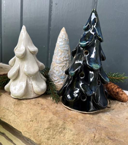HANDBUILDING - CLAY PINE TREES LUMINARIES