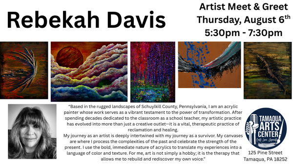 August Gallery Opening Reception featuring the work of Rebekah Davis