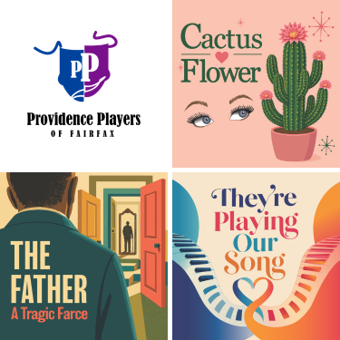Three mainstage productions: Cactus Flower, The Father, and They're Playing Our Song