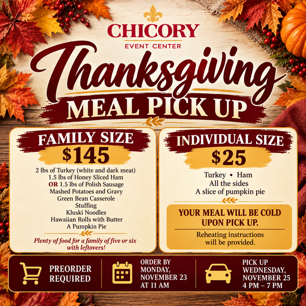 Thanksgiving Meal Pick up - family and individual sizes!