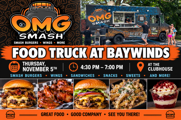 OMG Smash Burger Food Truck On Site   4:30pm to 7pm
