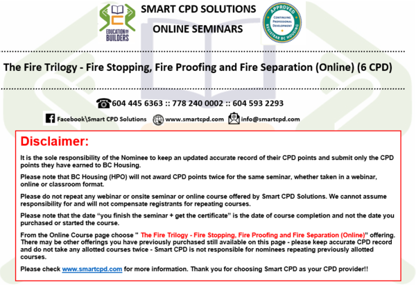 (Online) The Fire Trilogy - Fire Stopping, Fire Proofing and Fire Separation 