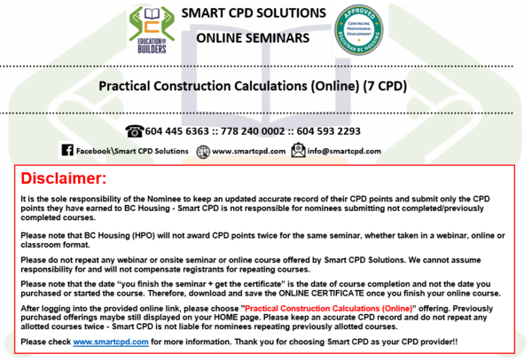 (Online) Practical Construction Calculations 