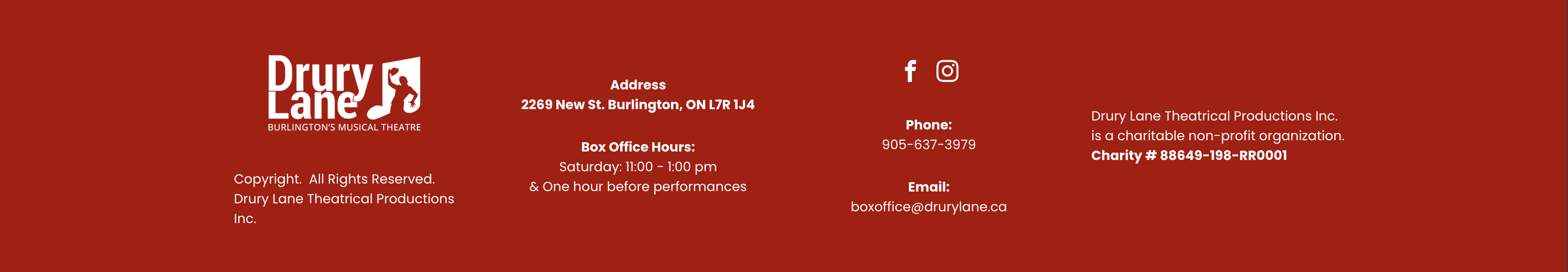 Drury Lane Theatrical Productions Inc footer
